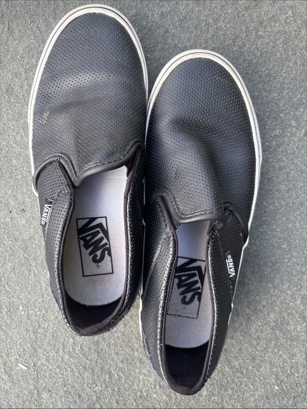 Vans Black Perforated Leather Slip-On Sneakers